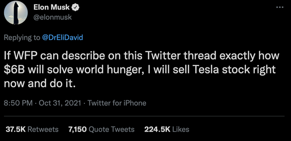 Elon Musk sẽ góp 6 tỉ USD cứu đói nếu LHQ ‘sao kê’ minh bạch - Ảnh 2.