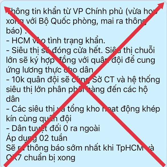 TP.HCM vào tình trạng khẩn là thông tin bịa đặt - Ảnh 1.