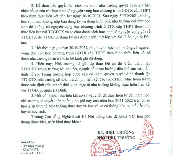 Cấm rồi lại cho trường nghệ thuật dạy giáo dục thường xuyên tại trường - Ảnh 1.