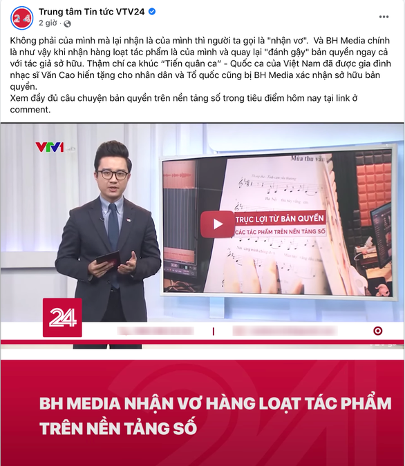 BH Media phản pháo chuyện VTV nói mình ‘nhận vơ’ bản quyền Quốc ca - Ảnh 1.