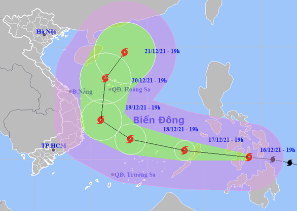 19h ngày 16-12, siêu bão Rai gió giật trên cấp 17 ngay miền Trung Philippines - Ảnh 1.