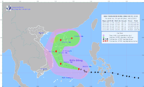 Bão số 9 cách đảo Song Tử Tây 250km, gió giật cấp 17, cảnh báo rủi ro thiên tai cấp 4 - Ảnh 1.