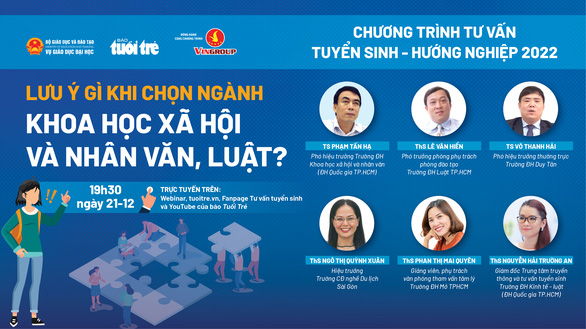 19h30 tối mai 21-12, tư vấn trực tuyến nhóm ngành khoa học xã hội và nhân văn, luật - Ảnh 1.