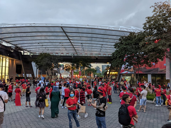 Sân vận động quốc gia Singapore đỏ rực màu áo CĐV Việt Nam - Ảnh 3.