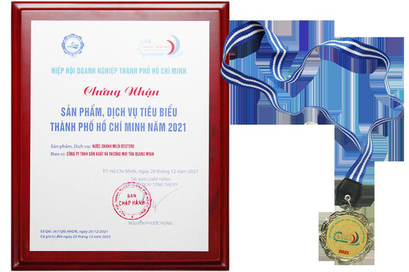 Nước chanh muối Restore đạt danh hiệu sản phẩm dịch vụ tiêu biểu TP.HCM 2021 - Ảnh 3.