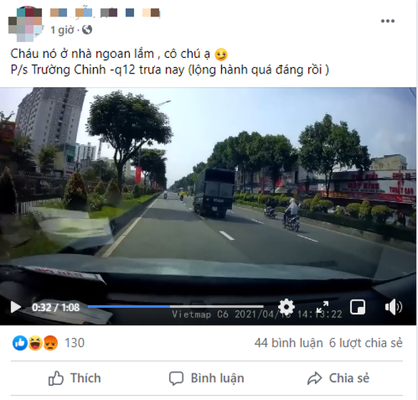 Người dân lại quay clip quái xế lộng hành chặn đường Trường Chinh thi tốc độ - Ảnh 2.