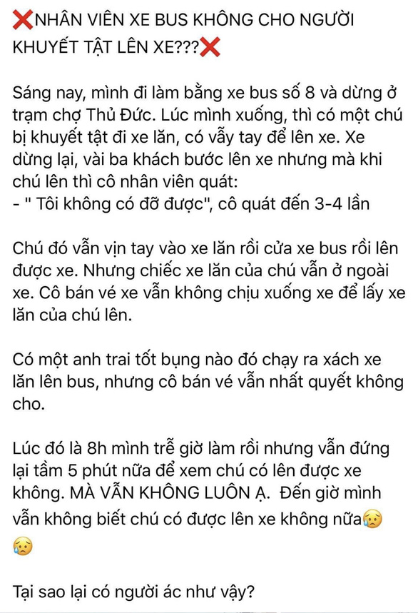 Nhân viên xe buýt ở TP.HCM không cho người khuyết tật lên xe? - Ảnh 1.