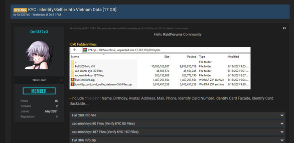 17GB thông tin CMND của người Việt bị rao bán trên mạng - Ảnh 1.