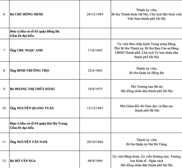 Hà Nội công bố danh sách 95 đại biểu HĐND thành phố nhiệm kỳ 2021-2026 - Ảnh 3.