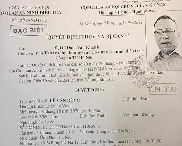 Truy nã Lê Dũng Vova - Ảnh 1.