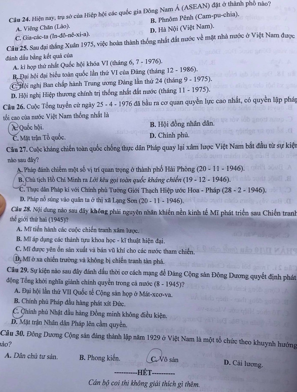 Gợi ý giải đề môn lịch sử thi tuyển sinh lớp 10 Hà Nội - Ảnh 5.