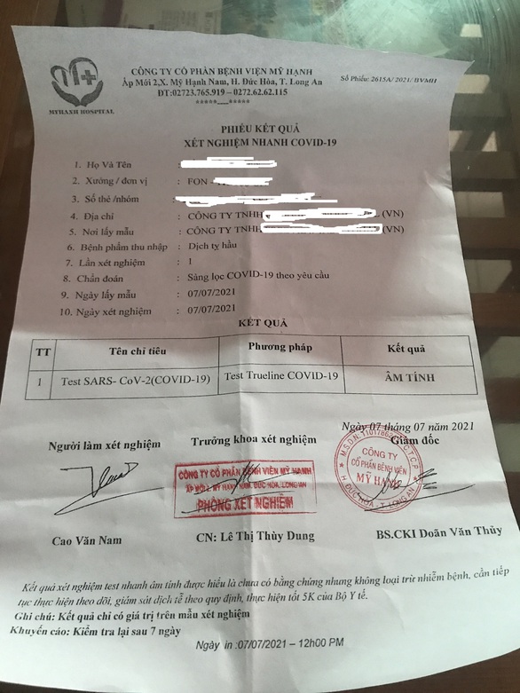 Thu hồi phiếu xét nghiệm vụ không test vẫn cấp giấy xét nghiệm âm tính - Ảnh 1. Thu hồi phiếu xét nghiệm vụ không test vẫn cấp giấy xét nghiệm âm tính - Ảnh 1.
