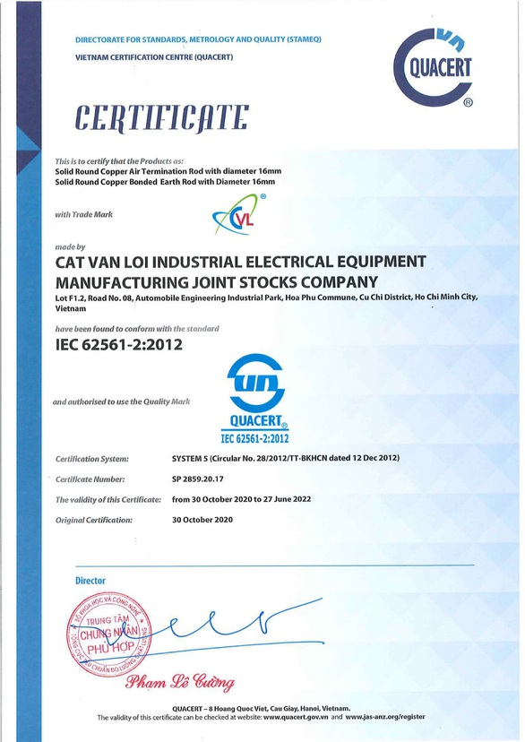 Cọc tiếp địa và Kim thu sét CVL đạt chuẩn IEC 62561 - Ảnh 3. Cọc tiếp địa và Kim thu sét CVL đạt chuẩn IEC 62561 - Ảnh 3.