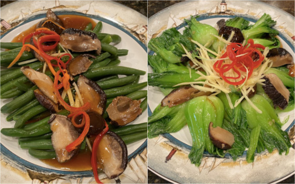 Chuyên gia ẩm thực Tịnh Hải luộc đậu cove, xào cải thìa tỏi xốt nấm gừng - Ảnh 2.
