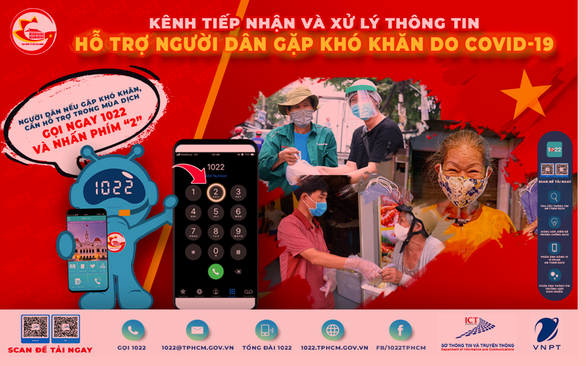 TP.HCM: Người dân khó khăn do COVID-19, gọi 1022 để được hỗ trợ - Ảnh 1.