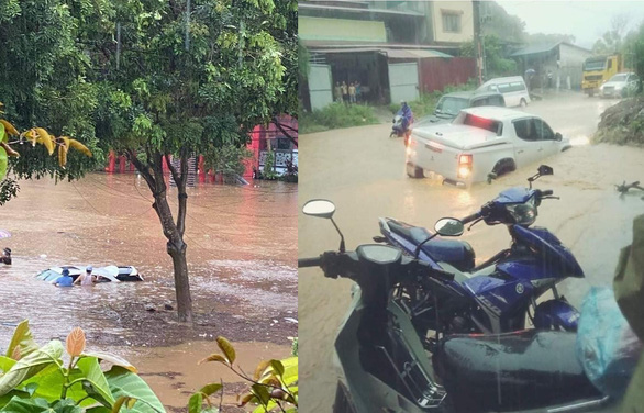 TP Lào Cai mưa lớn, nhiều ô tô chìm trong nước - Ảnh 6.