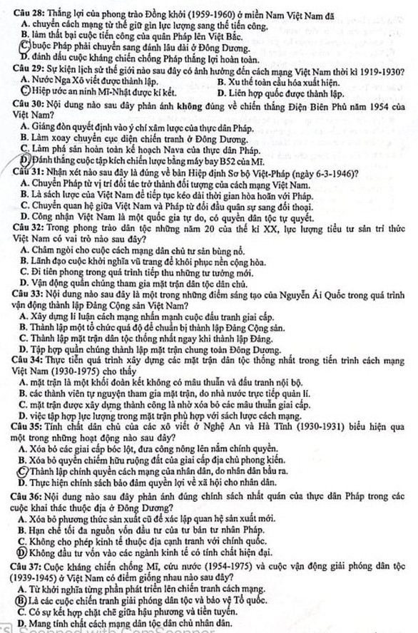 Bài giải gợi ý môn lịch sử kỳ thi tốt nghiệp THPT 2021 - Ảnh 4. Bài giải gợi ý môn lịch sử kỳ thi tốt nghiệp THPT 2021 - Ảnh 4.