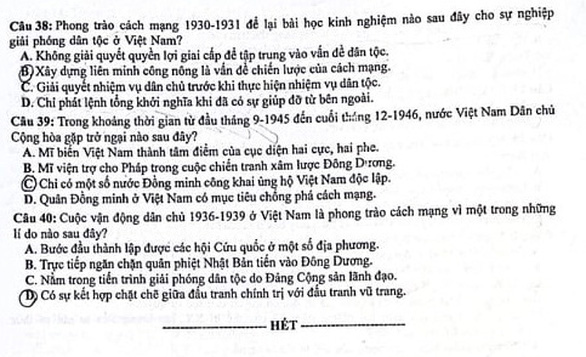 Bài giải gợi ý môn lịch sử kỳ thi tốt nghiệp THPT 2021 - Ảnh 5. Bài giải gợi ý môn lịch sử kỳ thi tốt nghiệp THPT 2021 - Ảnh 5.