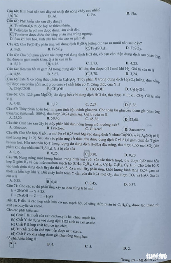Đề và bài giải môn hóa thi tốt nghiệp THPT 2021 - Ảnh 3.