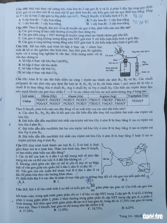 Đề sinh học thi tốt nghiệp THPT 2021 - Ảnh 4.