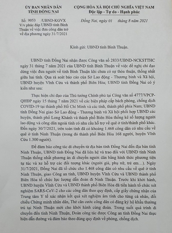 Đồng Nai phản hồi, rút kinh nghiệm vụ đưa cả ngàn người qua tỉnh Bình Thuận - Ảnh 1.