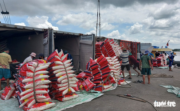 Phí container tăng gần gấp đôi, hàng chục ngàn tấn gạo ‘neo’ trên sông chờ xuất khẩu - Ảnh 2.