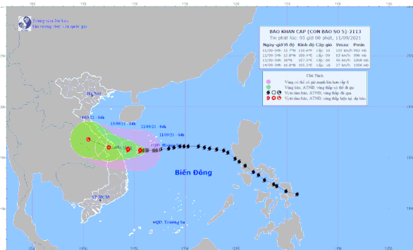 Bão số 5 cách bờ biển Quảng Trị - Quảng Nam khoảng 230km, nhiều tỉnh miền Trung mưa to - Ảnh 1.