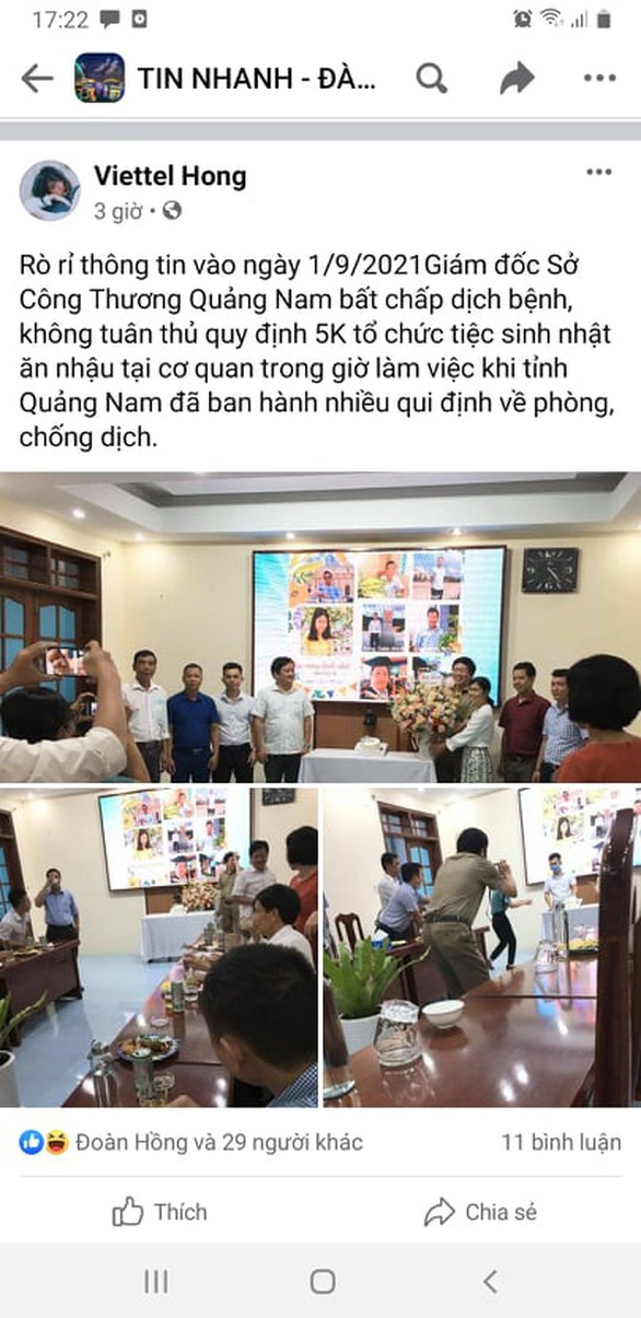 Giám đốc Sở nhận trách nhiệm vì cấp dưới tổ chức sinh nhật, uống bia tại cơ quan giữa mùa dịch - Ảnh 1. Giám đốc Sở nhận trách nhiệm vì cấp dưới tổ chức sinh nhật, uống bia tại cơ quan giữa mùa dịch - Ảnh 1.