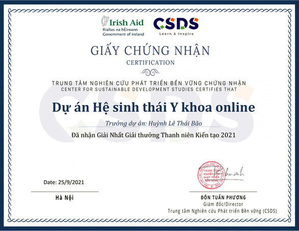 ‘Hệ sinh thái Y khoa online’ của nhóm Y khoa, ĐH Duy Tân đạt giải nhất Thanh niên Kiến tạo năm 2021 - Ảnh 3.