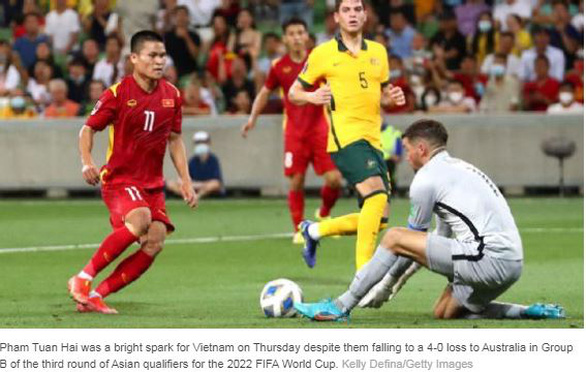 ESPN: Tuấn Hải là tia sáng của Việt Nam ở trận đấu với Úc - Ảnh 1.