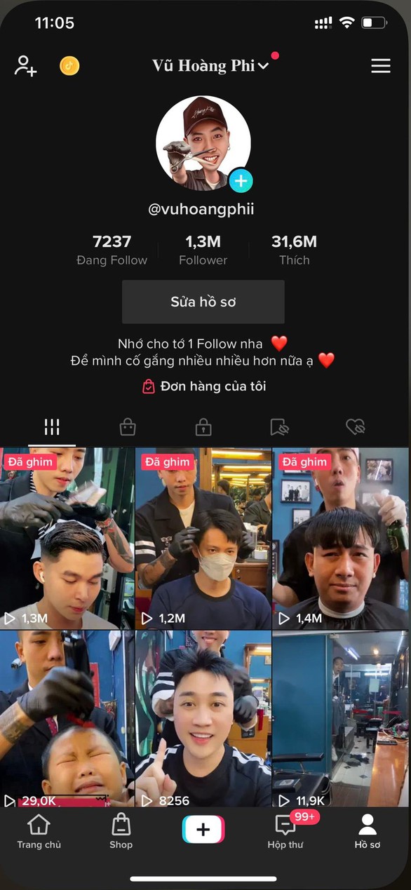 Chân dung hot TikToker Vũ Hoàng Phi, người đứng sau loạt video triệu view cắt tóc cho sao Việt - Ảnh 8. Chân dung hot TikToker Vũ Hoàng Phi, người đứng sau loạt video triệu view cắt tóc cho sao Việt - Ảnh 8.