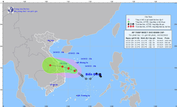Từ chiều nay 14-10, Thừa Thiên Huế đến Bình Định khả năng có gió giật cấp 8-9 - Ảnh 1.