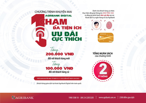 Agribank tặng 2 tỉ đồng cho khách hàng đăng ký thông tin sinh trắc học và phát hành thẻ nội địa - Ảnh 1.