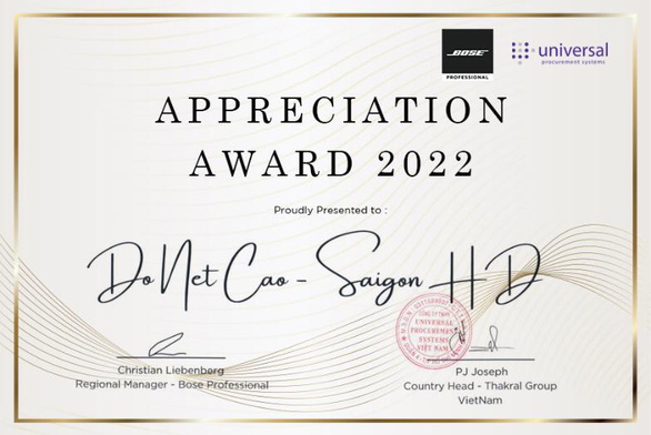 Saigon HD nhận Appreciation Award 2022 từ Bose Professional - Ảnh 1.