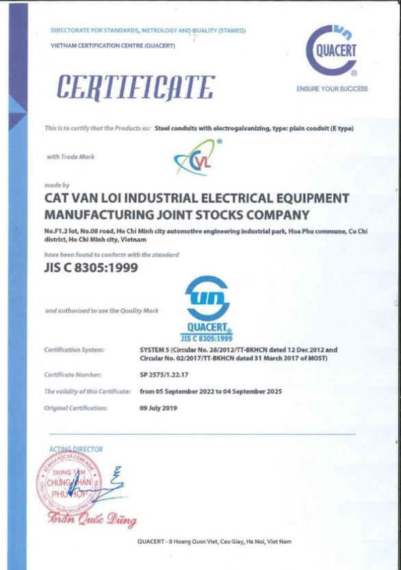 Cát Vạn Lợi sản xuất ống thép luồn dây điện chuẩn JIS C 8305 - Ảnh 2.