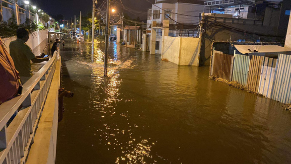 Nước ngập lênh láng tại phường Linh Đông, TP Thủ Đức - Ảnh 3.