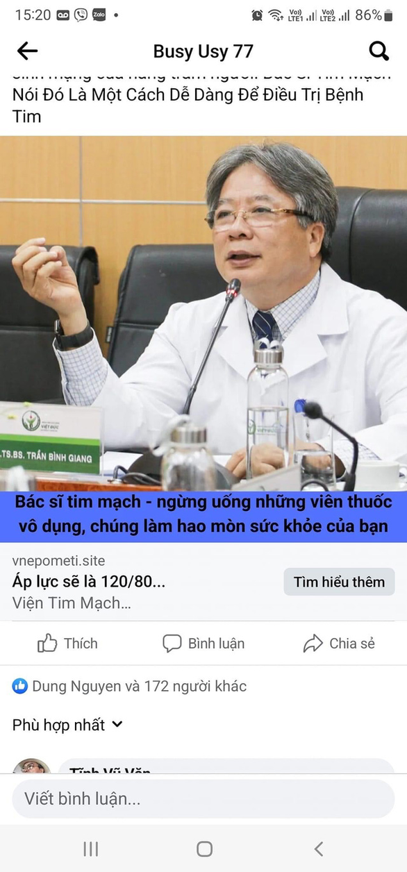 Giám đốc Bệnh viện Việt Đức bị sử dụng hình ảnh để quảng cáo và bán thực phẩm chức năng - Ảnh 1.
