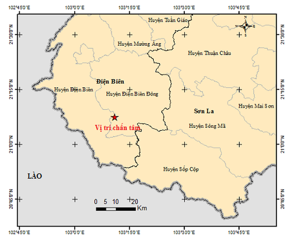 Động đất có độ lớn 4,5 độ Richter gây rung lắc ở Điện Biên - Ảnh 1.