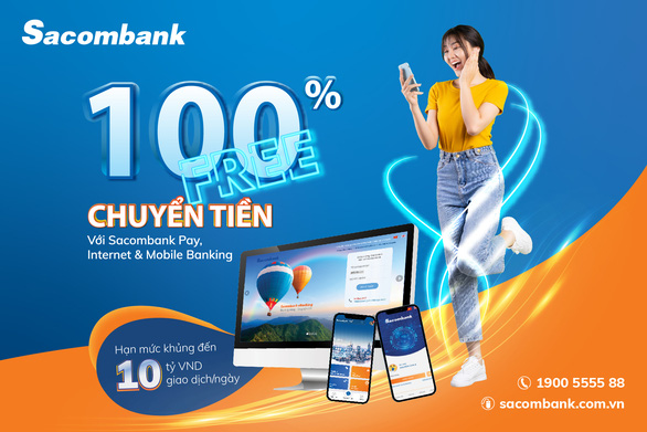 Sacombank miễn phí tất cả giao dịch chuyển tiền trực tuyến - Ảnh 1.