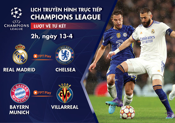 Lịch trực tiếp Champions League 13-4: Real - Chelsea, Bayern - Villarreal - Ảnh 1.