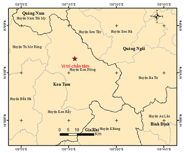 On the evening of April 15, four consecutive earthquakes occurred in Kon Plong district, Kon Tum province - Photo 1.