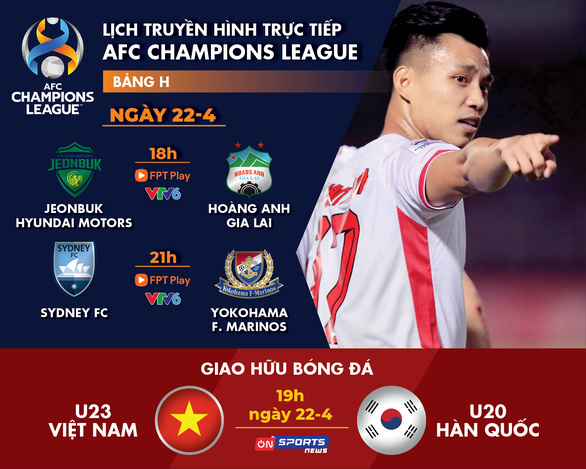 Lịch trực tiếp HAGL - Jeonbuk, U23 Việt Nam - U20 Hàn Quốc - Ảnh 1.