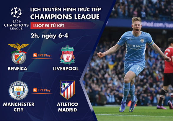 Lịch trực tiếp Champions League: Benfica - Liverpool, Man City - Atletico Madrid - Ảnh 1.
