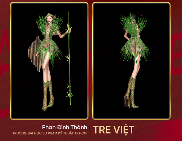 Bánh tráng, chiếu Cà Mau, ve chai... vô thiết kế trang phục dân tộc Hoa hậu hoàn vũ Việt Nam 2022 - Ảnh 3.