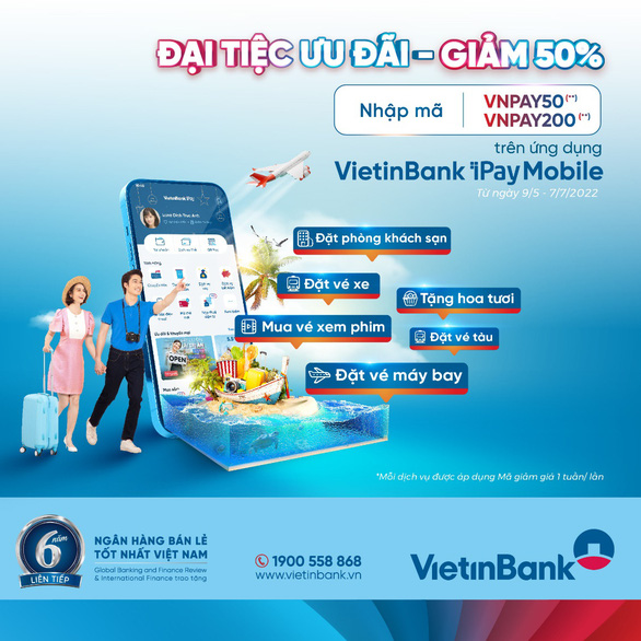 Đặt vé máy bay - khách sạn trên VietinBank iPay Mobile được giảm 50% - Ảnh 2.