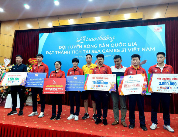 Đội tuyển bóng bàn Việt Nam được thưởng hơn 300 triệu đồng sau SEA Games 31 - Ảnh 1.