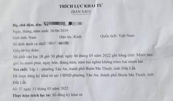 Hủy giấy chứng tử đã cấp cho cháu bé còn sống  - Ảnh 1.