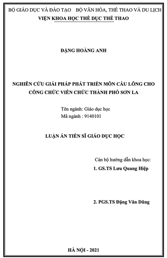 Luận án tiến sĩ Nghiên cứu giải pháp phát triển môn cầu lông cho công chức....’ là có thật - Ảnh 2.