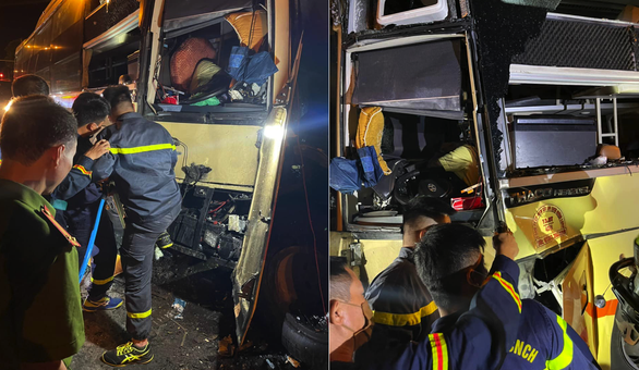 Tài xế tử vong, 19 hành khách bị thương sau va chạm với xe bồn - Ảnh 1.