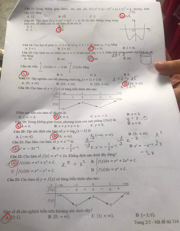 Gợi ý bài giải 24 mã đề môn toán thi tốt nghiệp THPT - Ảnh 12. Gợi ý bài giải 24 mã đề môn toán thi tốt nghiệp THPT - Ảnh 12.